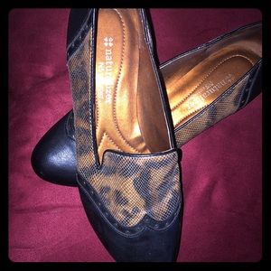 Black and brown snakeskin print flats